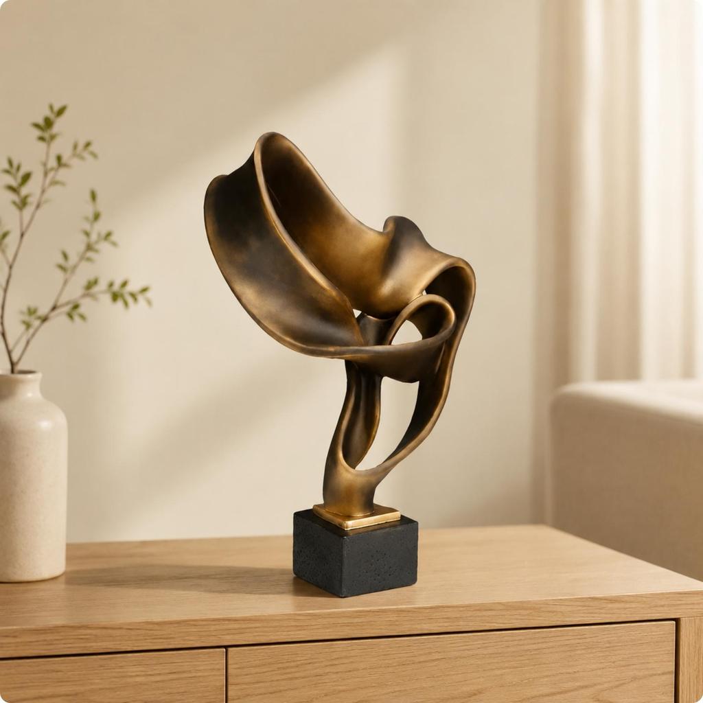 Modern Geometric Decorative Sculpture Statement Abstract Undulating Shape