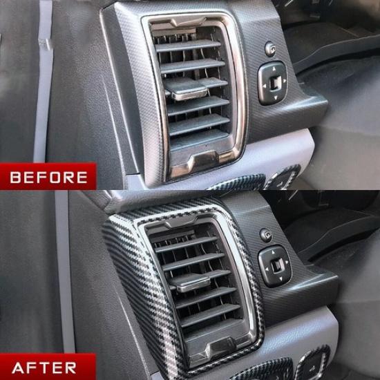 4PCS Carbon Fiber Car Front Air Vent Outlet Cover Trim For Ford Ranger 2015-