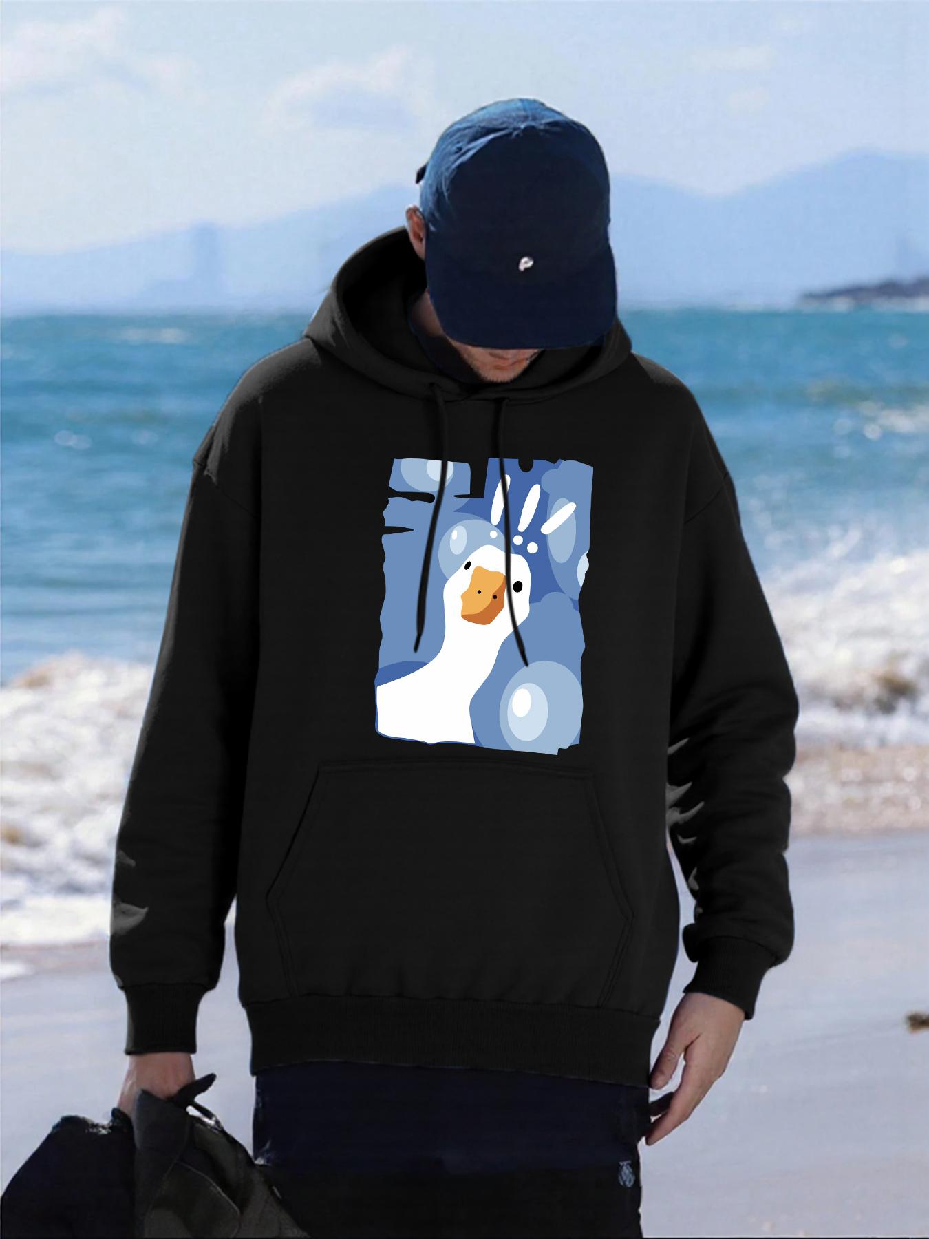 

Surprised Goose Printing Mens Hoody Comfortable Pocket Hoodies Autumn All-Match Streetwear Fleece Oversized Man Clothing 3XL