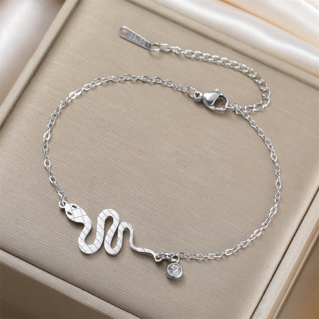 Snake Bracelet for Women Men Stainless Steel Rope Chain Fashion Animal Shape Bracelet Adjustable Jewelry Party Gift