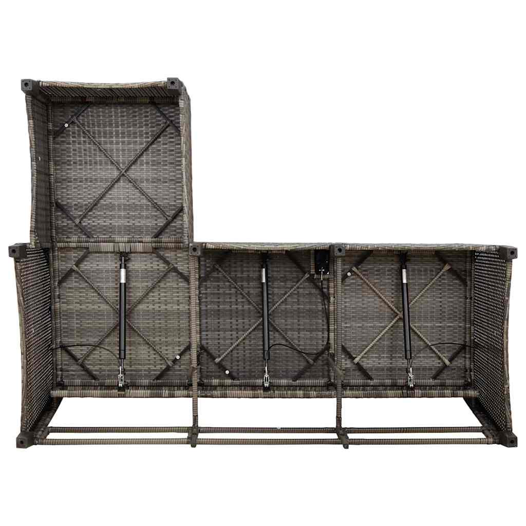 3 Piece L Shaped Garden Sofa Set with Cushions Grey PE Rattan