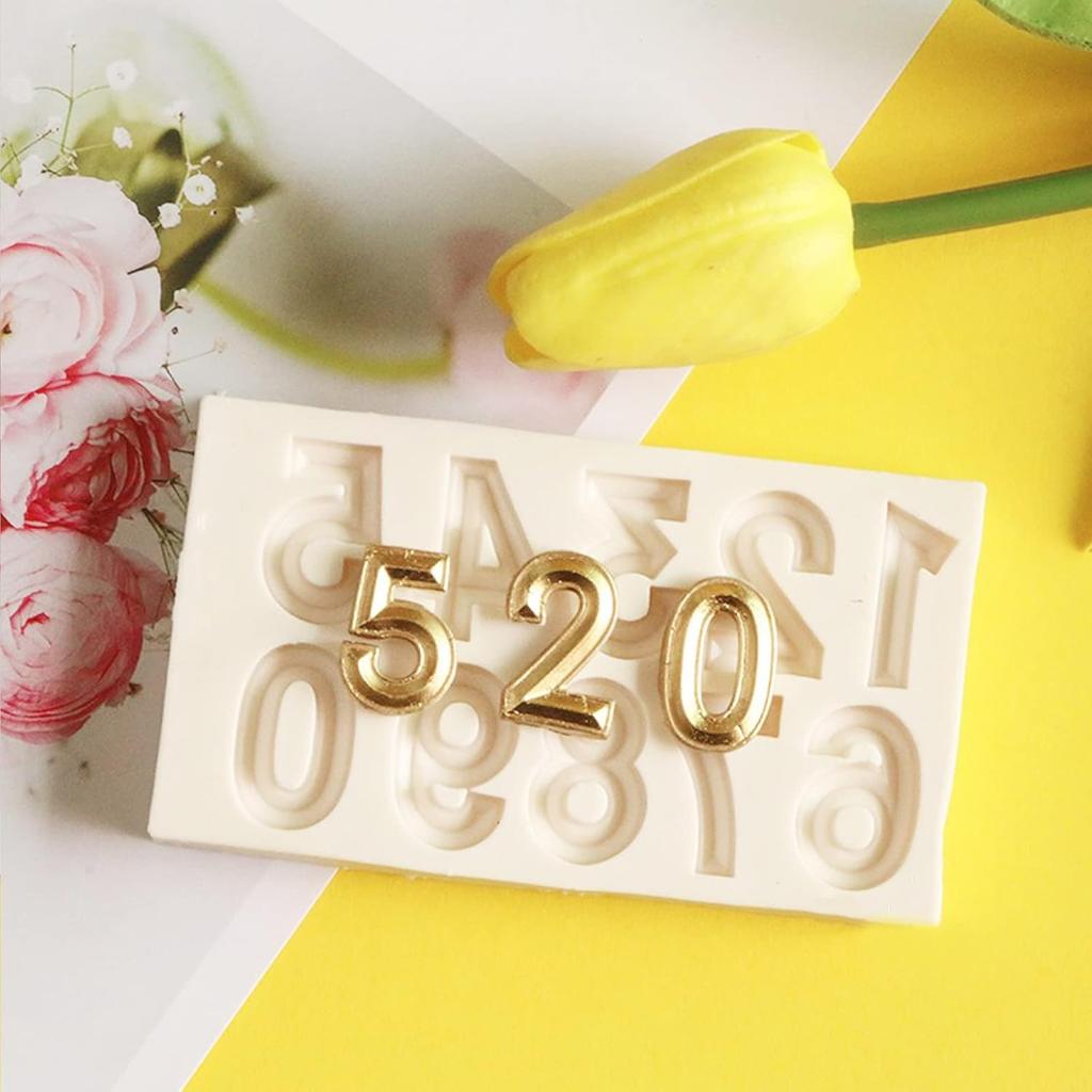 26 Capital Letter Fondant Molds, Alphabet Number 0-9 Chocolate Cake Decorating Silicone Mold 2pcs Birthday Party Anniversary Valentine's Day Candy