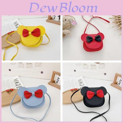 Kids Girls Butterfly Bow Pu Small Shoulder Bag With Flower Pattern For Daily Use