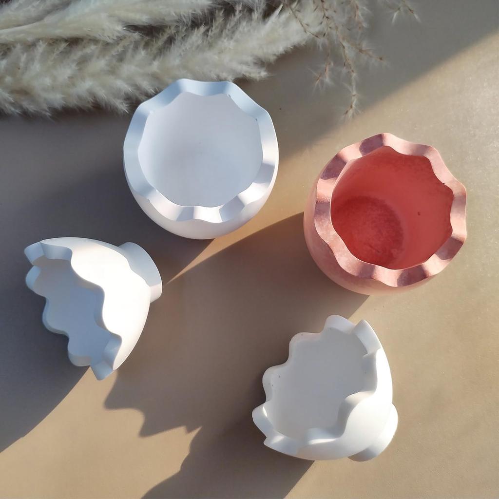2pcs Egg Shaped Jar Resin Mold with Lid, Easter Silicone Mold Epoxy Resin, Jewelry Ornaments Holder Mold DIY Art Craft Home Easter Decorations