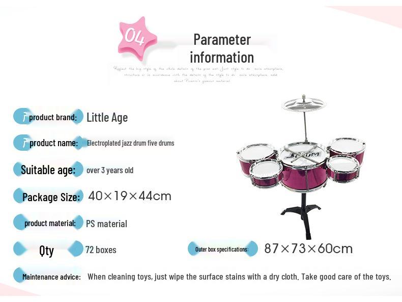 Children's Jazz Drum Set Toy for Music Education and Early Learning