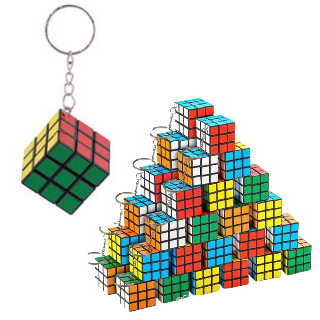 Auty IZUMIYA Mini Rubik's Cube Keychains, Set of 50, Party Favor, Event, Colorful Toy (Key Ring Type)