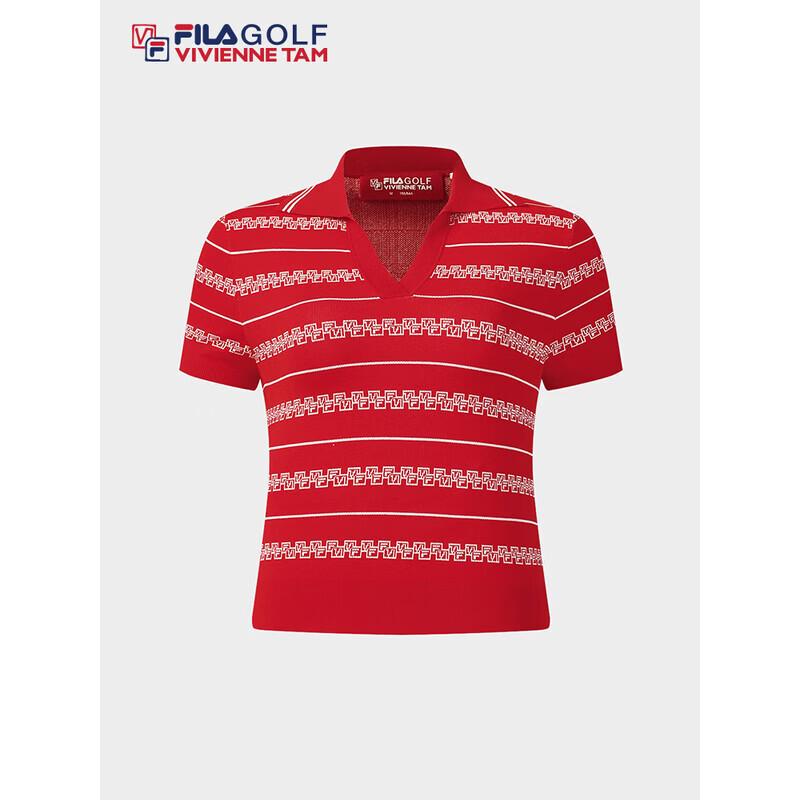 FILA Golf Vivienne Tam Striped Knit Polo Shirt M