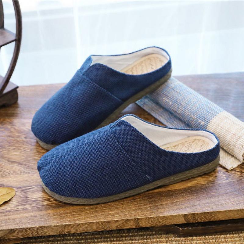 Dali's new linen, breathable cotton and linen, sweat-absorbing feet, half a pack of slippers, couple's Zen shoes, female lay man, Chinese drag