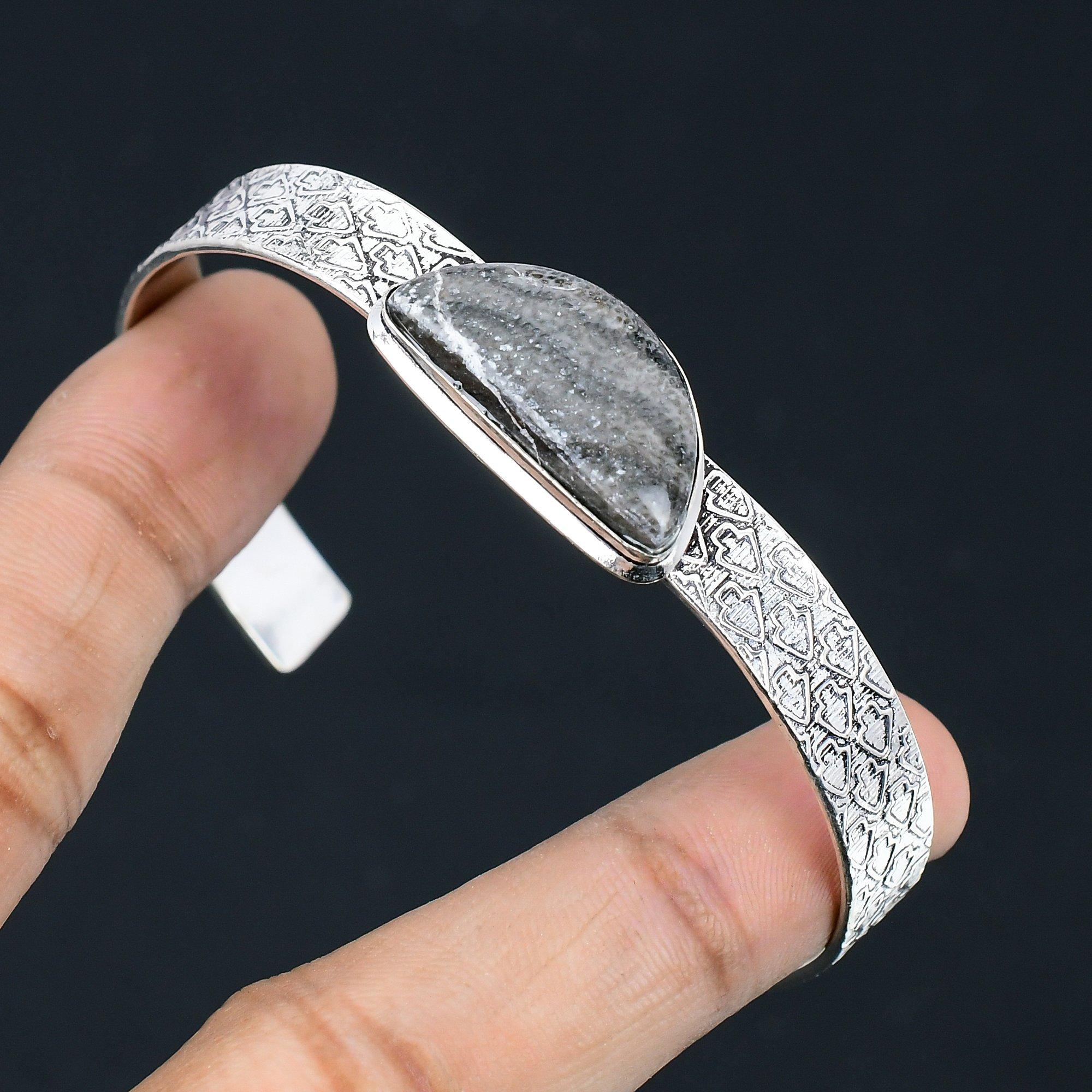 

Womens day Deal 925 Silver Stingray Coral Stone Daughter Elegant Bangle Jewelry Adjustable