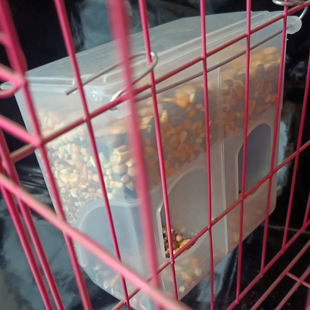 Quail Feeders Bird Feeders With Hook 3 Small Slots Rounded Design Waterproof Transparent Parrot Feeder For Bird Parakeet Quail