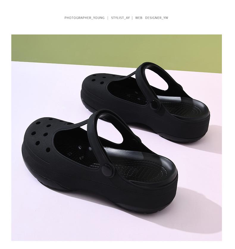 Color Block Clog Sandals - Closed Toe, Thick Sole, Non-Slip, Wear-Resistant