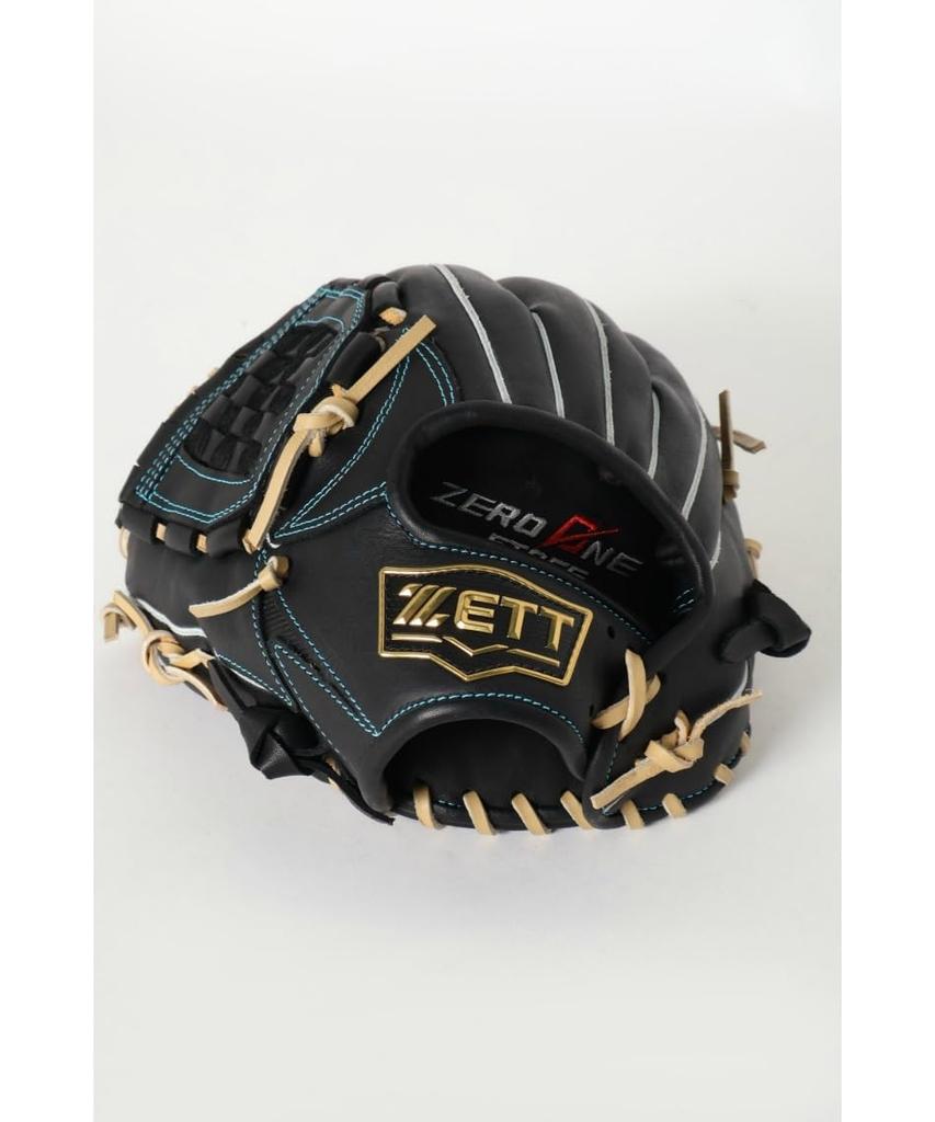 ZETT Youth Softball Glove Zero One Stage B BJGB71530F (Glove) Pitcher/Infielder, Black/Pastel (1932), Size L,