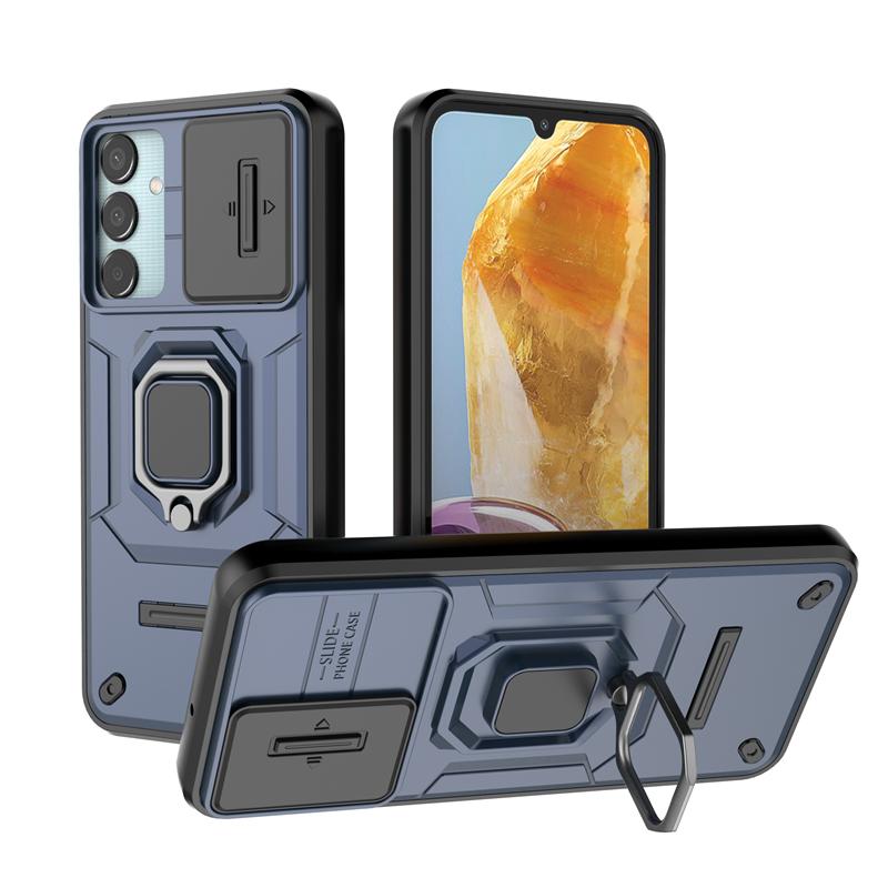 For Samsung Galaxy M15 5G Case Ring Holder Armor Shockproof Coque For Samsung M15 M 15 5G Slide Lens Protect Back Cover