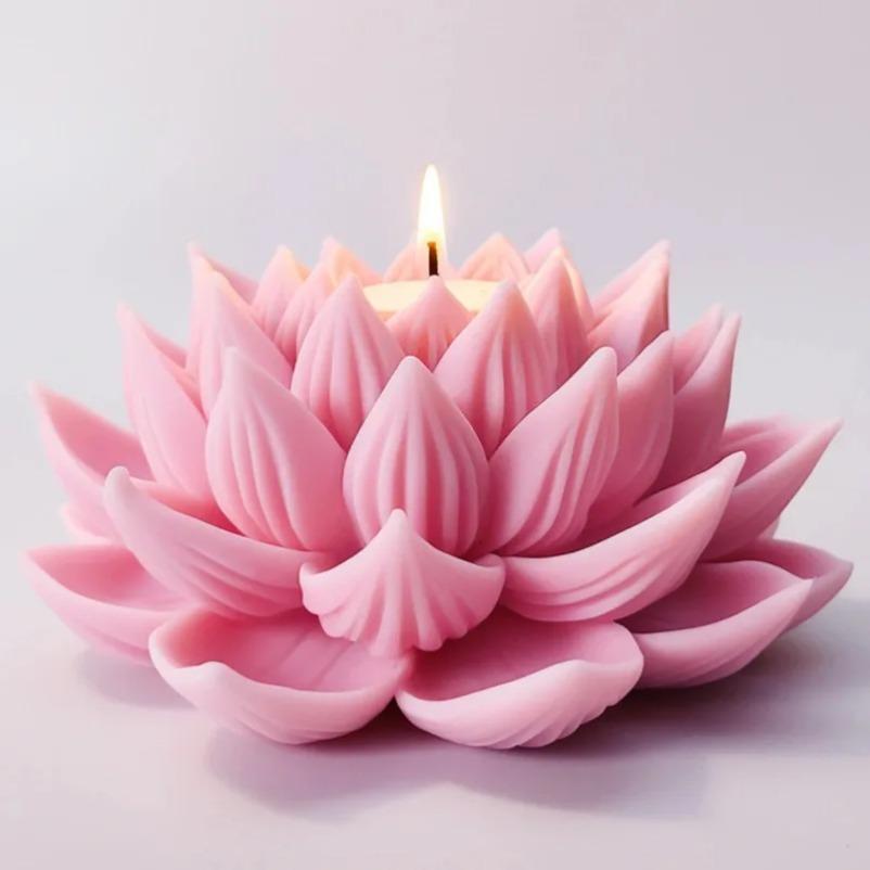 3D Lotus Silicone Candle Molds DIY Rose Flower Soap Plaster Resin Casting Mold Handmade Chocolate Fudge Cake Baking Tools