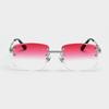 Rectangular Sun Glasses  90s Classic Fashion Summer Street Shot Decoration Luxury Metal square Frameless Sunglasses