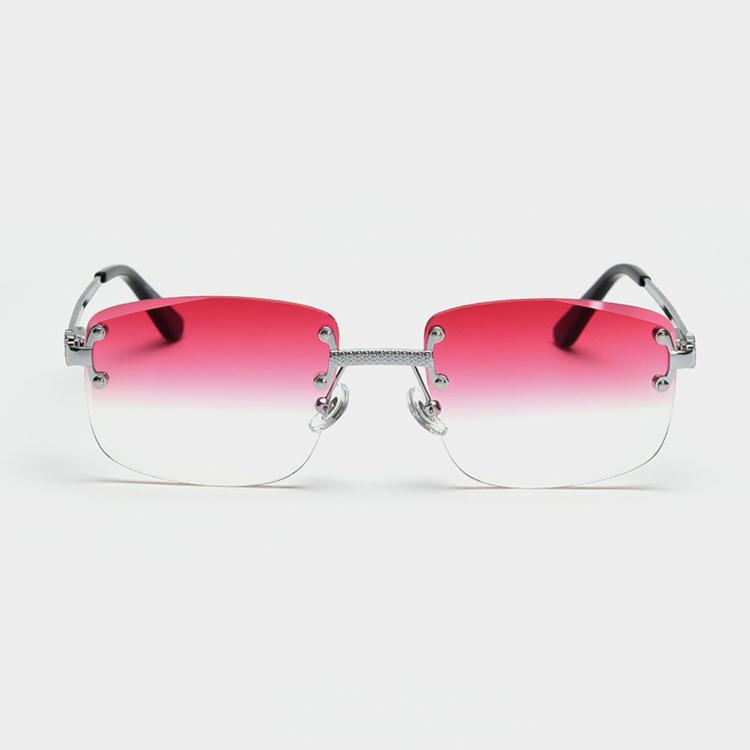 Rectangular Sun Glasses 90s Classic Fashion Summer Street Shot Decoration Luxury Metal square Frameless Sunglasses