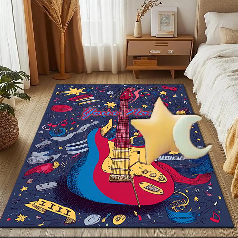 1PC Custom Name Music Guitar Festival Theme Floor Mat Ideal for Living Room, Game Rooms, Office, Bedroom Floor Mat Playful Design