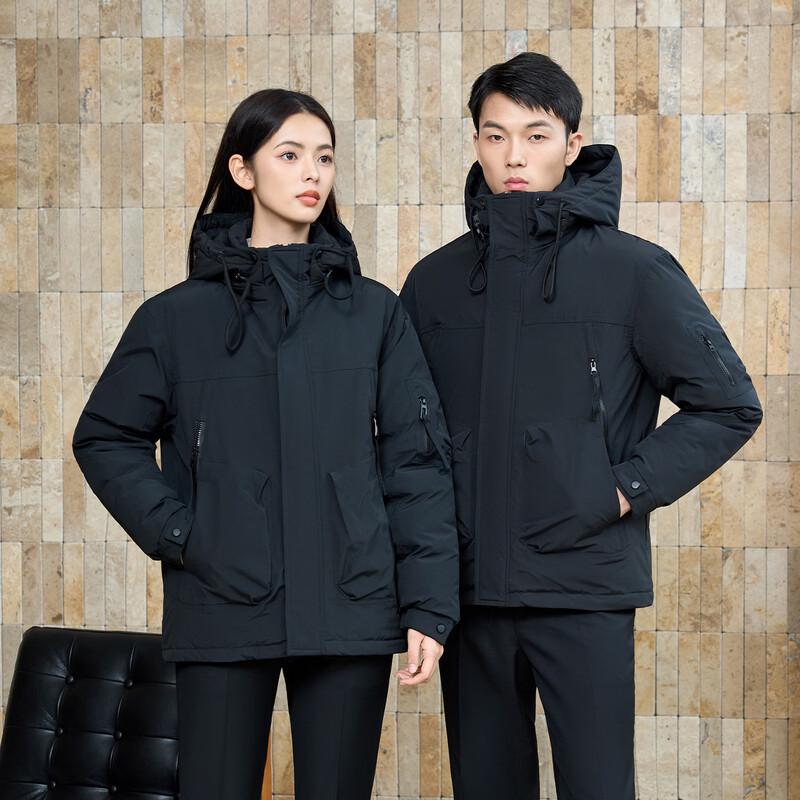 Tluoman Unisex Black Insulated Parka Work Jacket