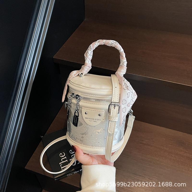 Niche Design Portable Cylinder Bag Women's Bag New Bucket Bag Mobile Phone Bag Messenger Bag