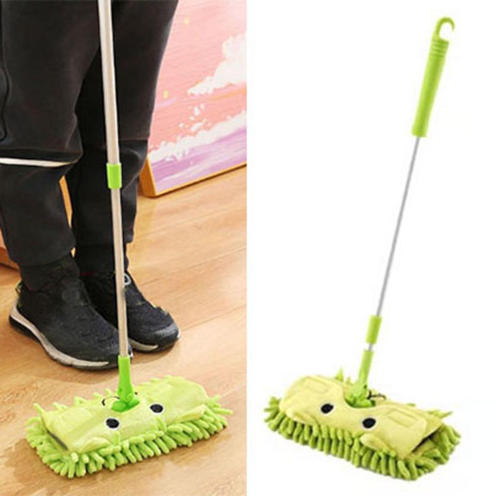 Kids Mop Cleansing Toy Cartoon Shaped Remove Dirts Housekeeping Pretend Play Mop for Home Green