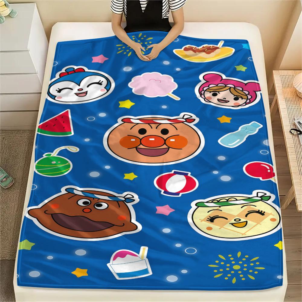 1PC Anpanman Print Flannel Blanket, High quality All Seasons, Home Decor, Warmth and Comfort, Perfect for Christmas Gifts