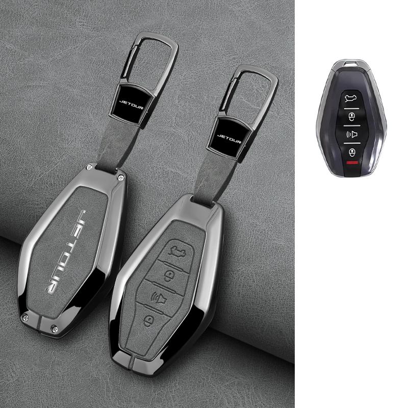 For Chery Jietu X70 X70Plus X70M X90Plus X95Pro Key Case Car Remote Key Fob Zinc Alloy Leather Protective Case Car Accessories