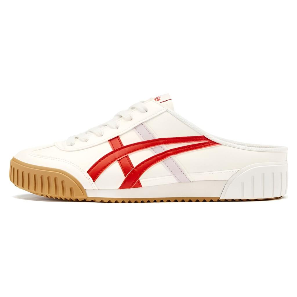 Onitsuka Tiger Machuation Casual Half Slippers Non-Slip Wear-Resistant Low-Top Skate Shoes Unisex sneaker White Red 1183C012-100