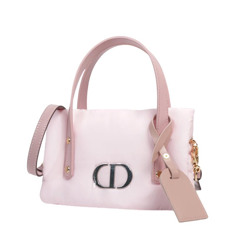 Dior [Customized Cosmetic Bag] Light Pink Prologue Simple Niche Fashion Versatile Trendy High-end Cute Storage Portable Polyester Fiber