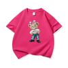 Girl Bear With Pink Bow Graphic Tee Kids Pure Cotton Crew Neck T Shirt Short Sleeve Muticolor Tops For Boys Girls Children