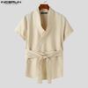 INCERUN Men Front Cross Tops Bandage Sleeveless Casual Loose Tanks Vest