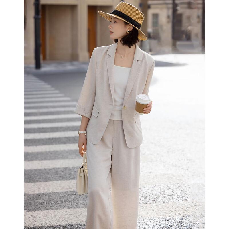 Demana Women's Linen Lyocell Blend Relaxed Suit