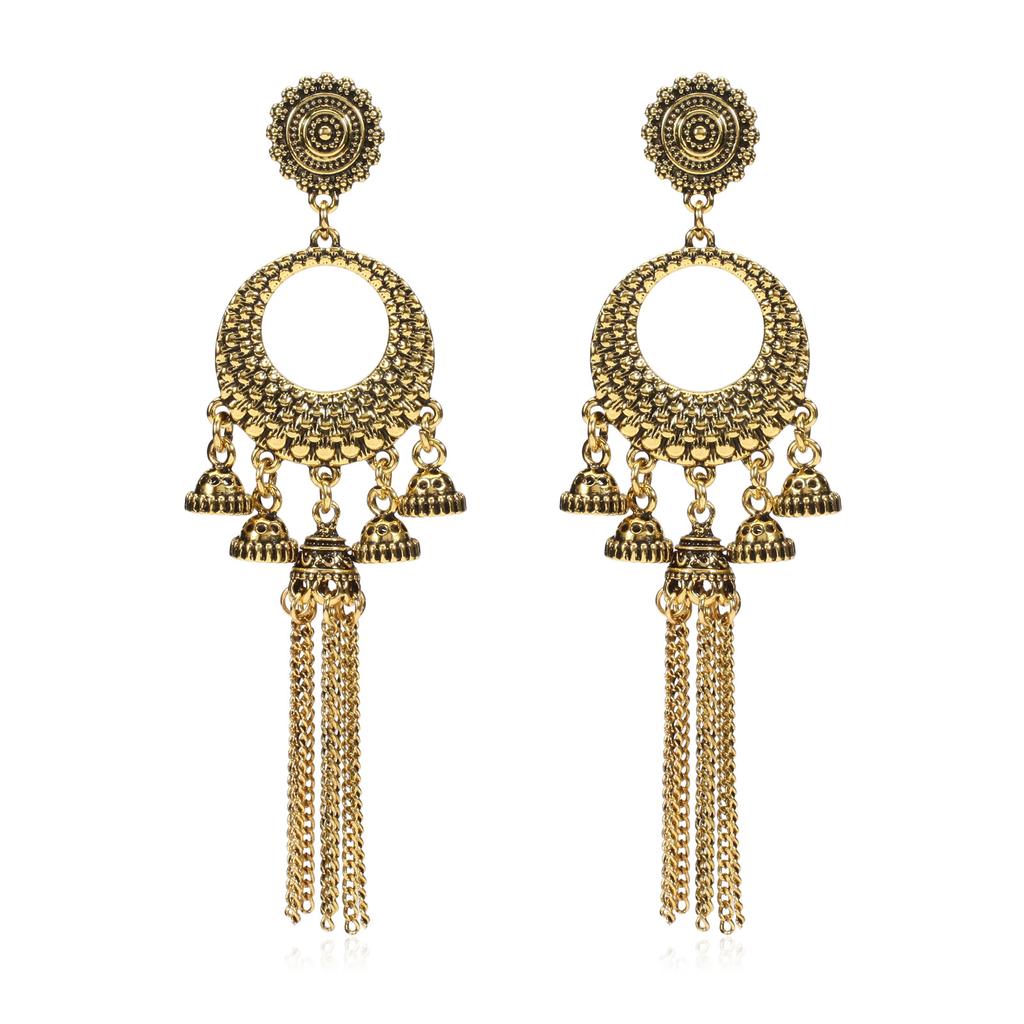 Vintage Indian-style Earrings Chain Tassel Vintage Pagoda Pendant Earrings