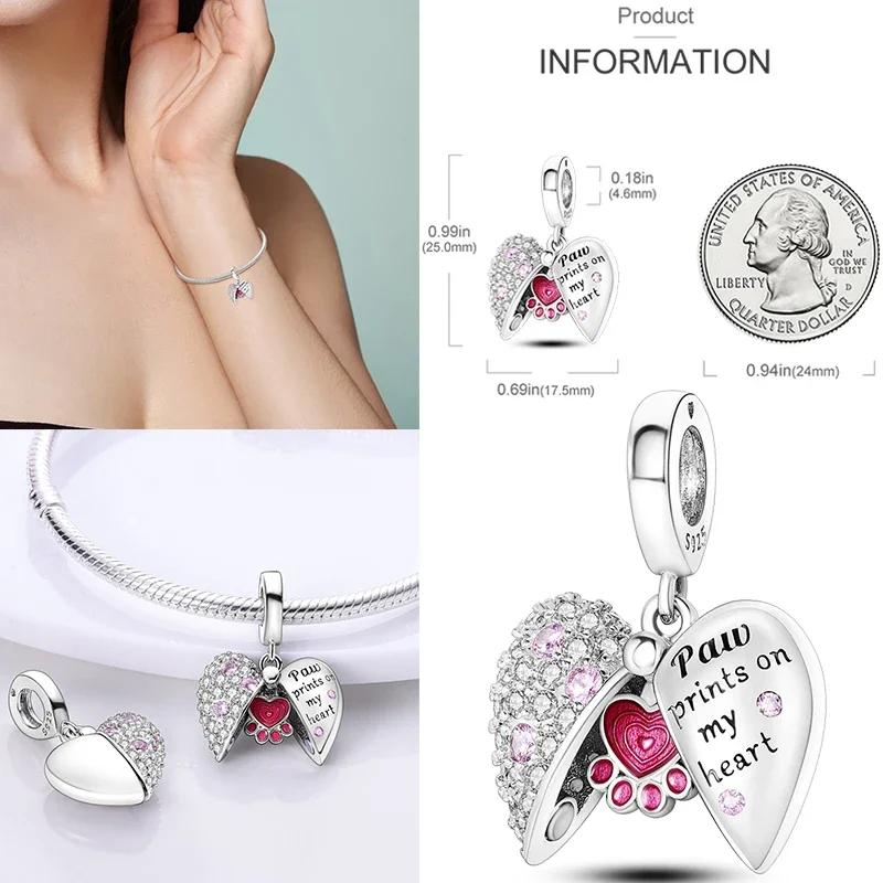 925 Silber Glühwürmchen Libelle Eule Anhänger Kleeblatt Herz Zirkon Farbperle für Original Armband Anhänger Schmuck