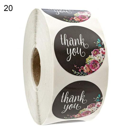 500Pcs Floral Pattern Thank You Stickers Roll Gift Wraps Wedding Card Decals