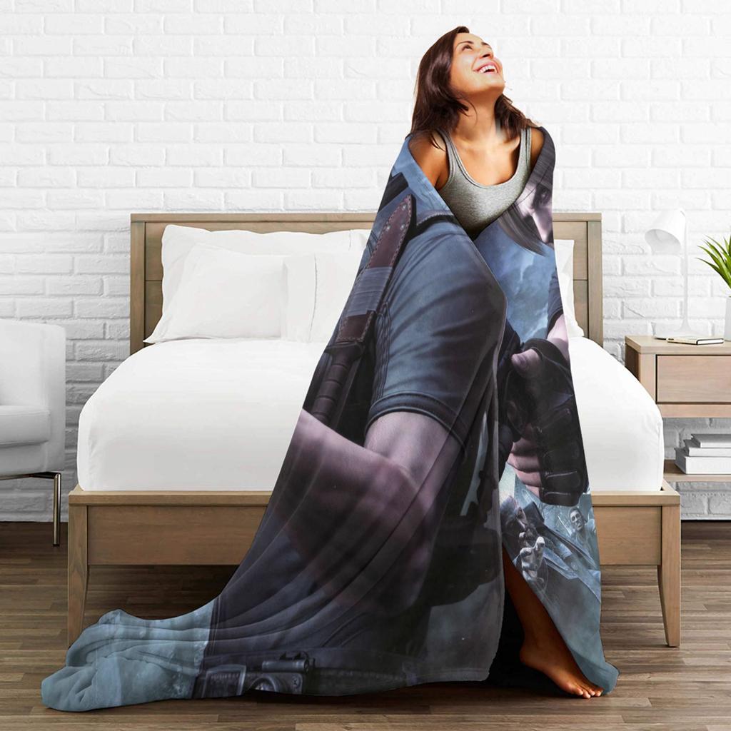 Leon S. Kennedy Video Game Residents Evils 4 Warm Soft Blankets  Kids Plush Throw Blanket Funny Flannel Bedspread Sofa Bed Cover