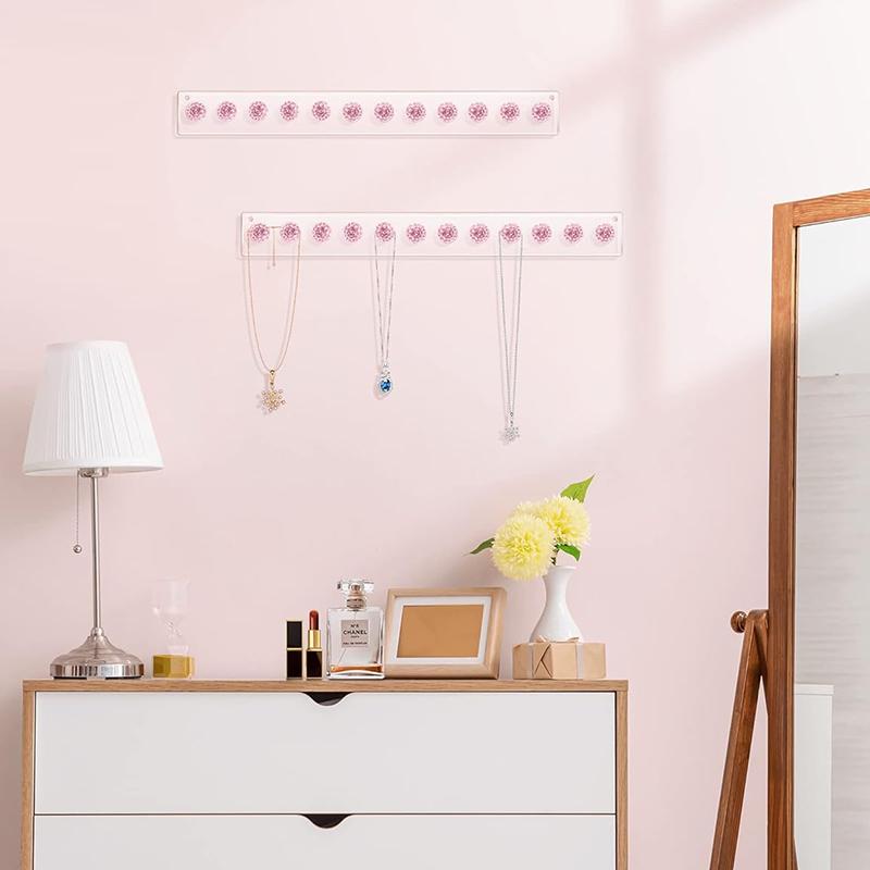 Necklace Holder, Acrylic Hanger, Wall Mont Organizer, Jewelry Hooks for Necklaces, Bracelets, Chains
