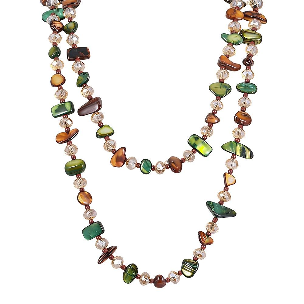 

Colorful Long Necklace Bohemian Double Layers Necklace Fashion Antique Necklace Women Girls Style 01
