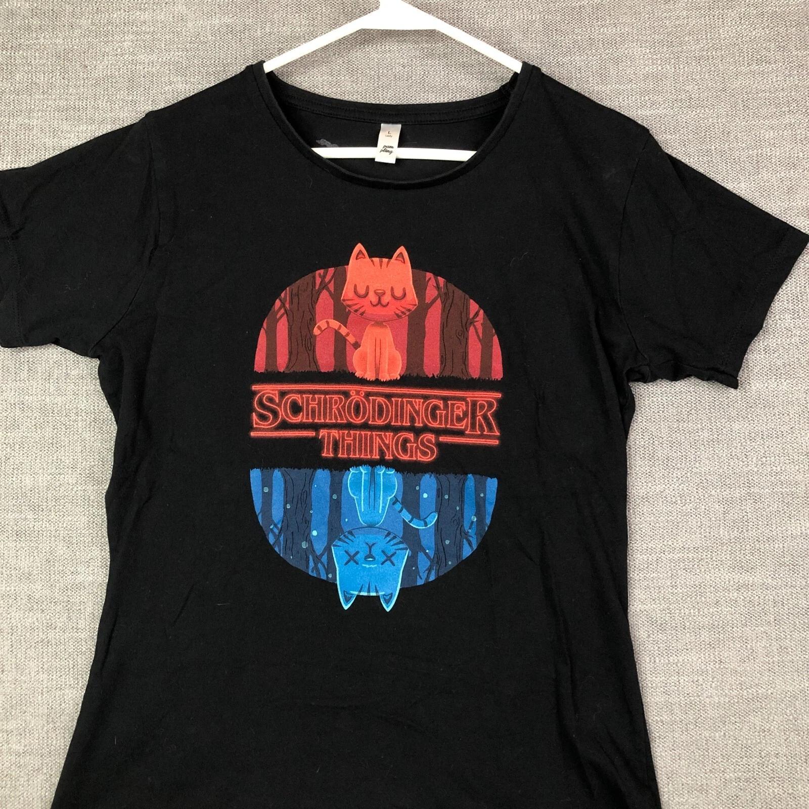 

Футболка Шредінгера Stranger Things Жіноча L Чорна Пам Плінг Кіт Футболка L