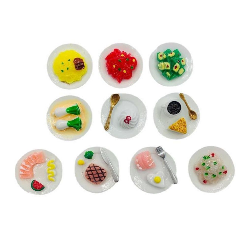 10pcs Kawaii Cute Bread Egg Breakfast Resin Simulation Model Dollhouse Miniature Kitchen Decoration Doll House Decor Accessories