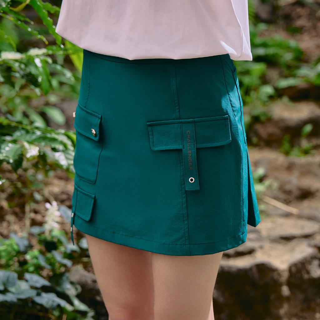 CHALLENGER Women'S Soft Stretch Deformed Pocket Culottes Dark Green