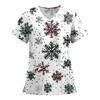 Women's Fashion Printed Short Sleeve V Neck Pattern Tops Pocket Working T-shirts