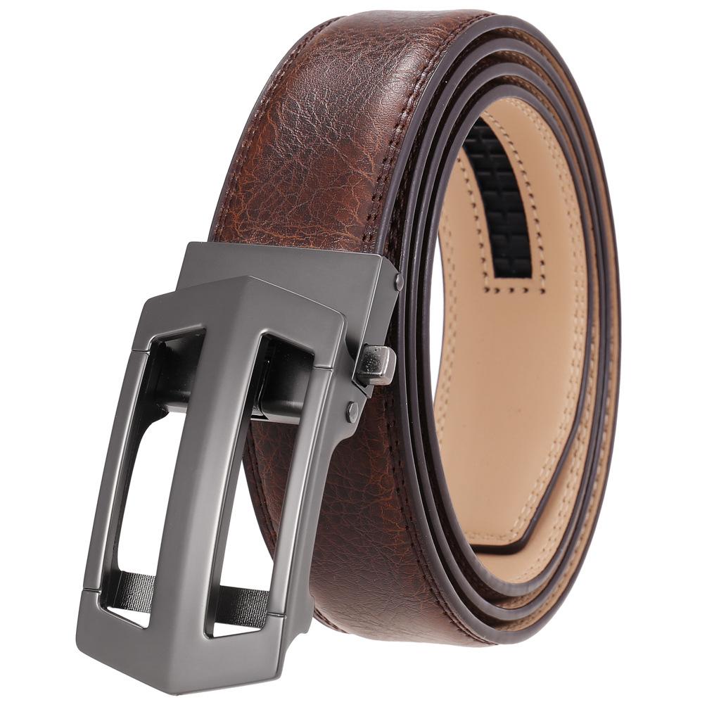 1Pcs Business Automatic Buckle Belt Personalized Men'S Belt, Two-Layer Cowhide Ly55-561776-3