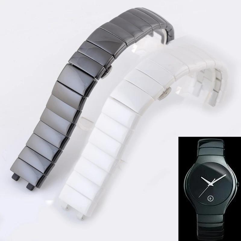 

Високоякісний керамічний ремінець для годинника Rado Genuine Series Чорно-білий керамічний ланцюжок для годинника для чоловіків та жінок Ремінець 21 мм 14-6mm