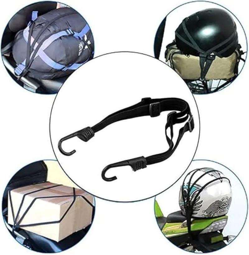 Motorcycle Back Seat Helmet Strips Motorcycle Helmet Fixed Elastic Rope Strap Adjustment Fix Rope Goods Strap 60cm/90cm 1-4pcs