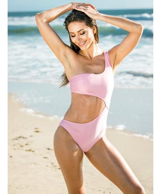 CHAE LOOK One-Shoulder Cut Pink Monokini