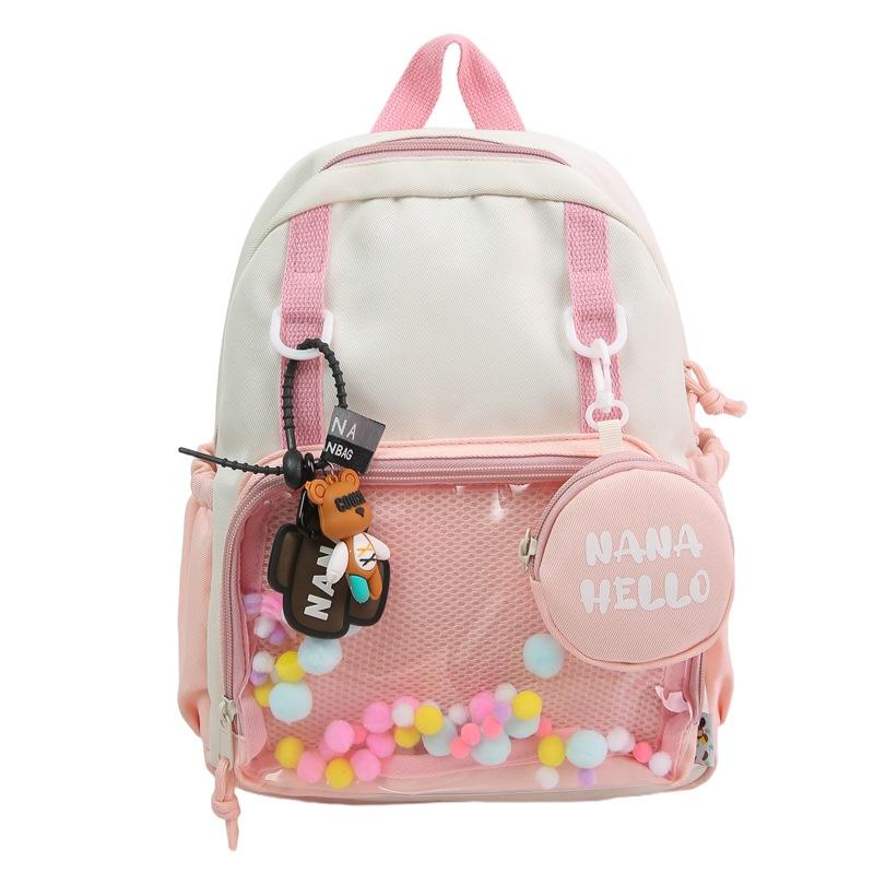 

Блочный цвет Студенческий школьный рюкзак Женский рюкзак большой вместимости розовый