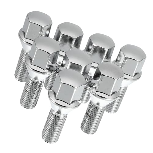 

Motoforti Универсальные болты для колес, болты, гайки, шпильки, комплект M12 x 1,5 26 мм, оцинкованная сталь, серебристый тон, 8 шт.