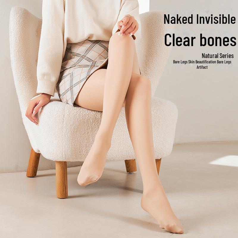 Women's Skin-colored Stockings: Bare Legs, Natural Flesh Tone, Velvet-lined, Thick Pantyhose for a Nude Sensation - Zero Purchase