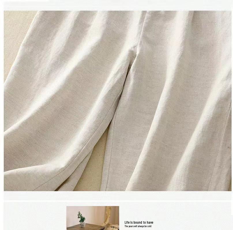 Trendy Women's Japanese-Style Wide-Leg Cotton and Linen Drape Pants