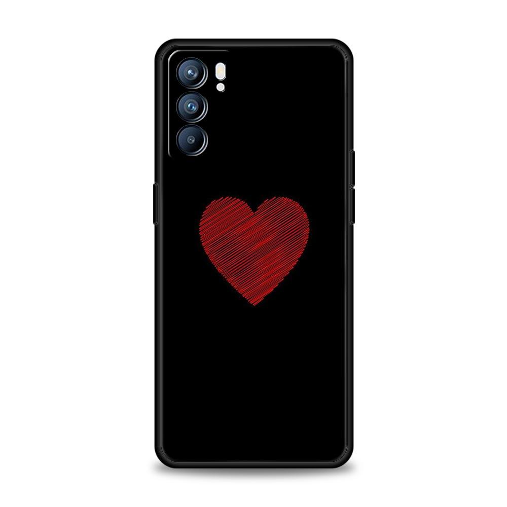 I Love you Pink Heart Phone Case For Oppo Reno8 Reno7 Reno6 Pro A54 5G Find X6 X5 A53 A52 A9 A15 A95 A17 A16 A74 A57 A31 Cover